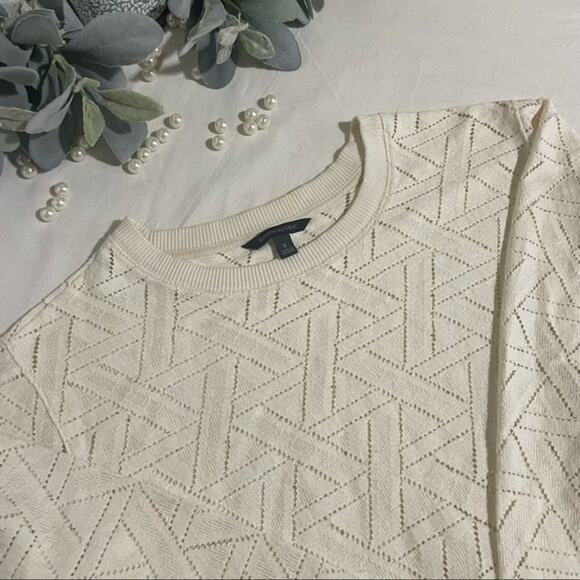 Banana Republic Geo Lace Sweatshirt Cream Size Small - Picture 11 of 13